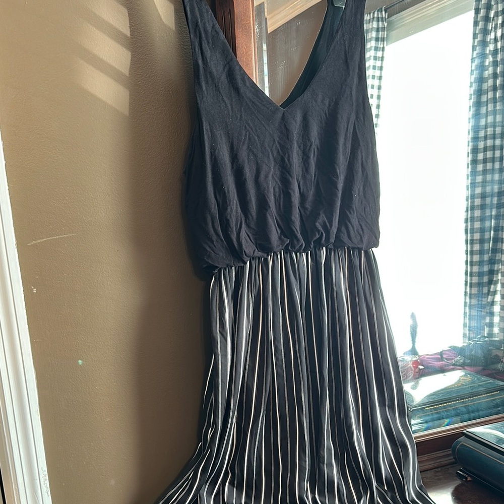 Elegant Black and White Striped Dress